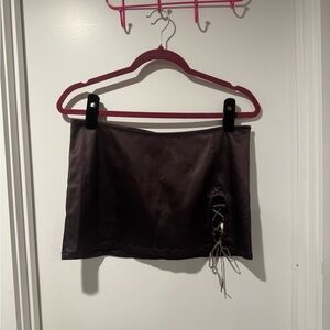 Urban Outfitters Dark Brown Lace-Up Mini Skirt